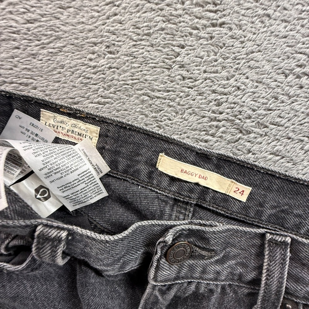 Levi's Baggy Dad Jeans Womens 24 Gray Premium 100% Cotton High Waist Relaxed - Picture 3 of 10